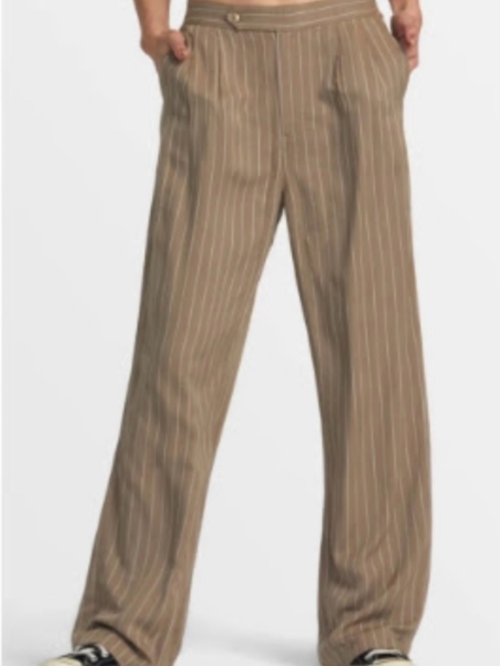 NWT RVCA Tan Pinstripe Hudson Pants